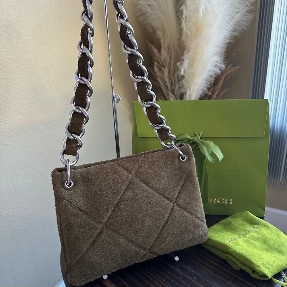 Tory Burch SMALL KIRA DIAMOND QUILT SUEDE SHOULDER BAG - Picture 13 of 16